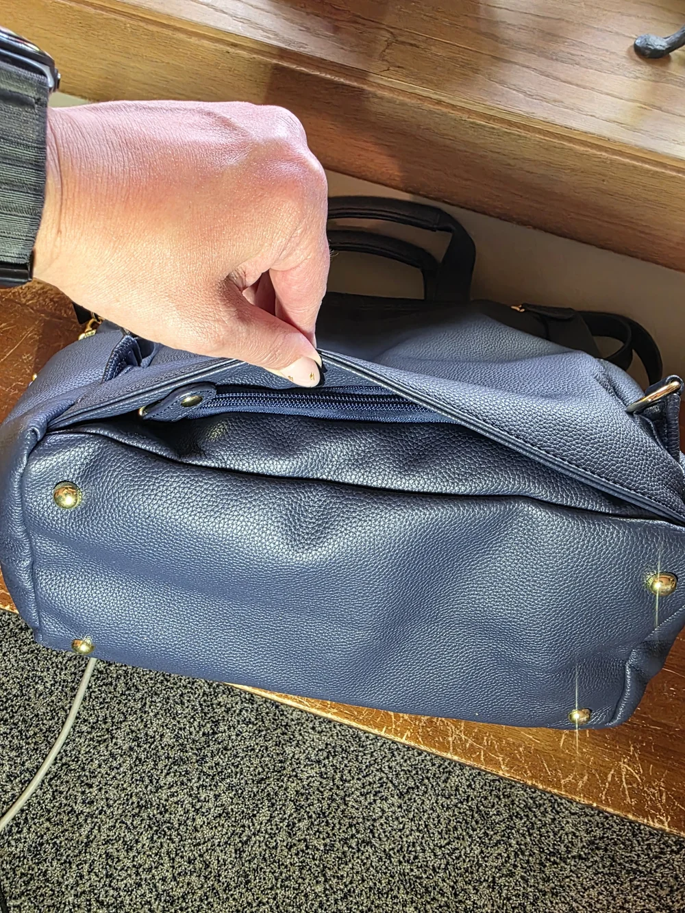 Lily Jade Caroline Navy Blue Pebbled Vegan Leather Convertible Diaper Bag/Tote👜 - Picture 11 of 16